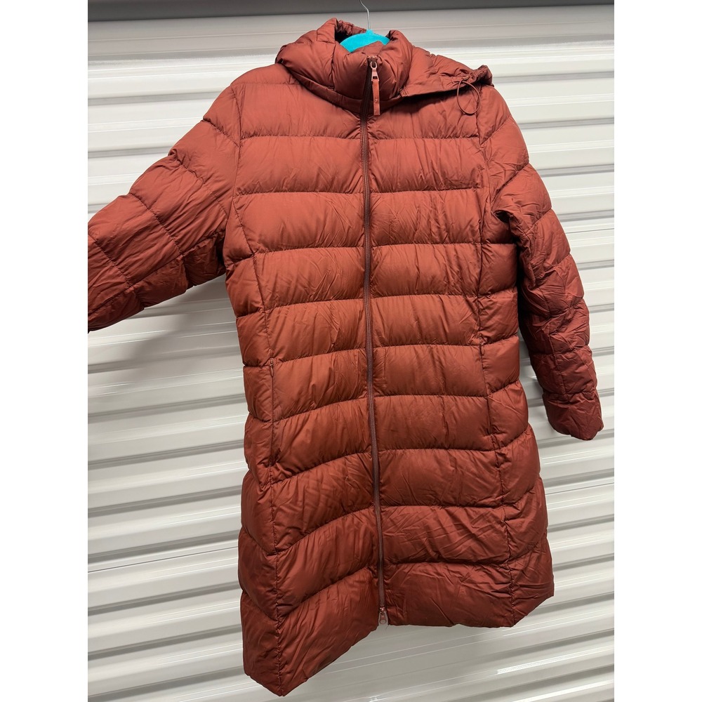 Uniqlo Ultra Light Down Hooded Parka Coat Rust Orange Large